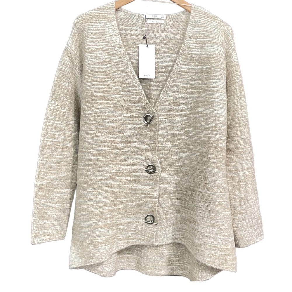 MNG Suit Wool Blend Blazer, Beige, US Small
